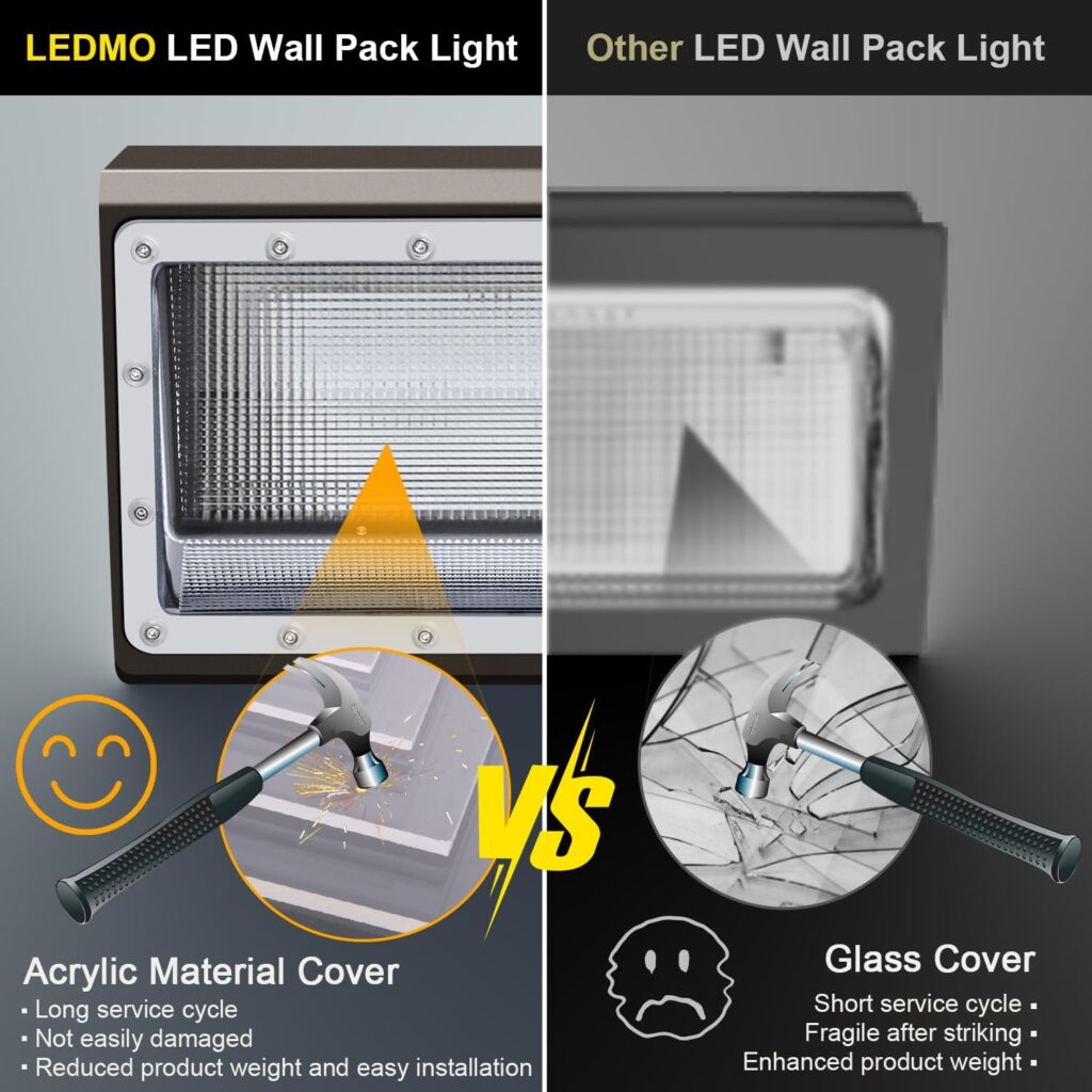 LEDMO LED Wall Pack Light 120W 5000K with Dusk-to-Dawn photocell 16200lm Commercial Security Lights 600W HPS/HID Equivalent LED Flood Light for Stadium, Garage, Yard