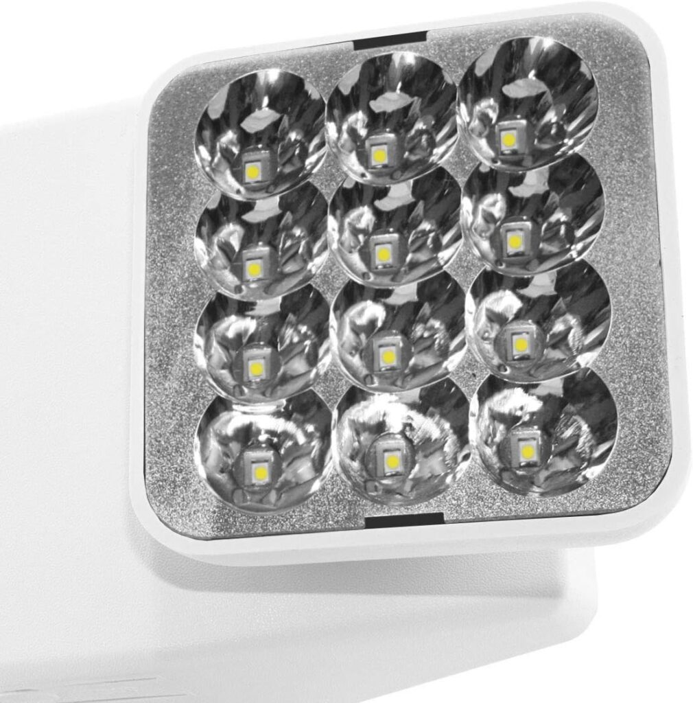 LFI Lights | Emergency Light | White Housing | Two LED Adjustable Square Heads | Hardwired with Battery Backup | UL Listed | Contractor Standard | (2 Pack) | EL-2