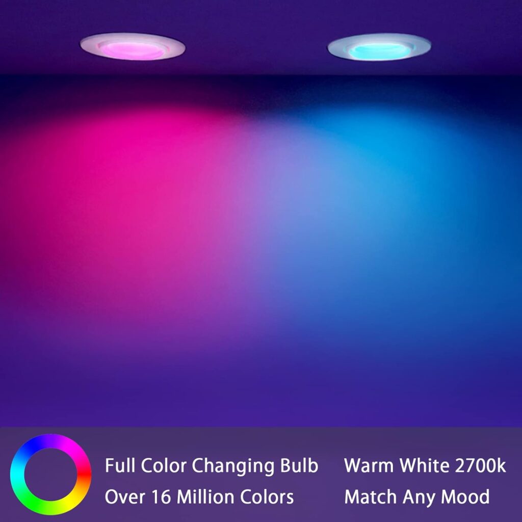 LUMIMAN Smart Light Bulbs, Full Color Changing Light Bulb, LED Alexa Light Bulb, Music Sync, Warm to Cool White, A19 800LM 7.5W, No Hub Required 4 Pack