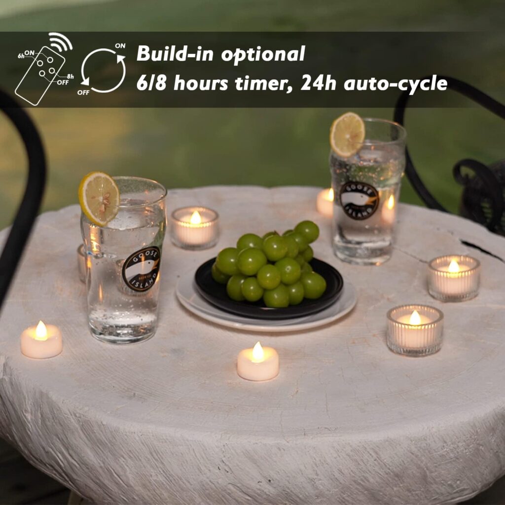 merrynights LED Candles with Remote and Timer, 12PCS Flameless Tea Lights Candles Battery Operated, Remote Control Tea Lights with 6/8 H Timer for Halloween Christmas Holiday Warm White