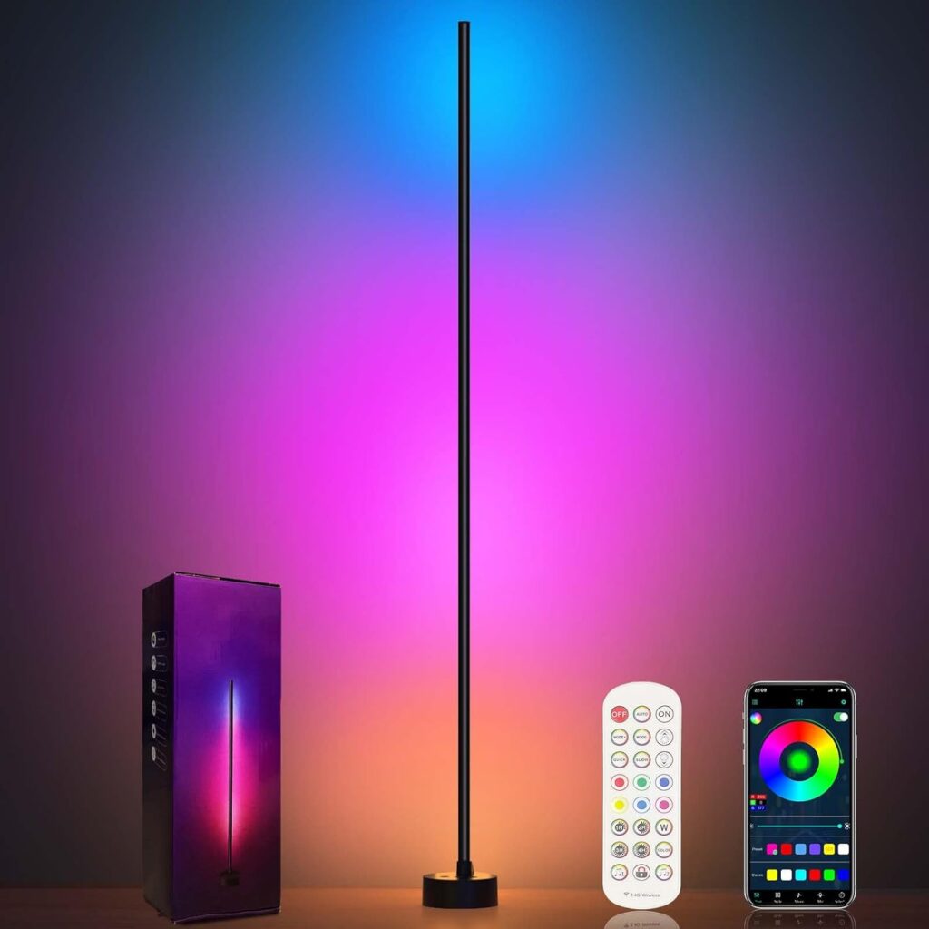 Miortior Corner Floor Lamp - Smart RGB LED Corner Lamp with App and Remote Control, 16 Million Colors  68+ Scene, Music Sync, Timer Setting - Ideal for Living Rooms, Bedrooms, and Gaming Rooms