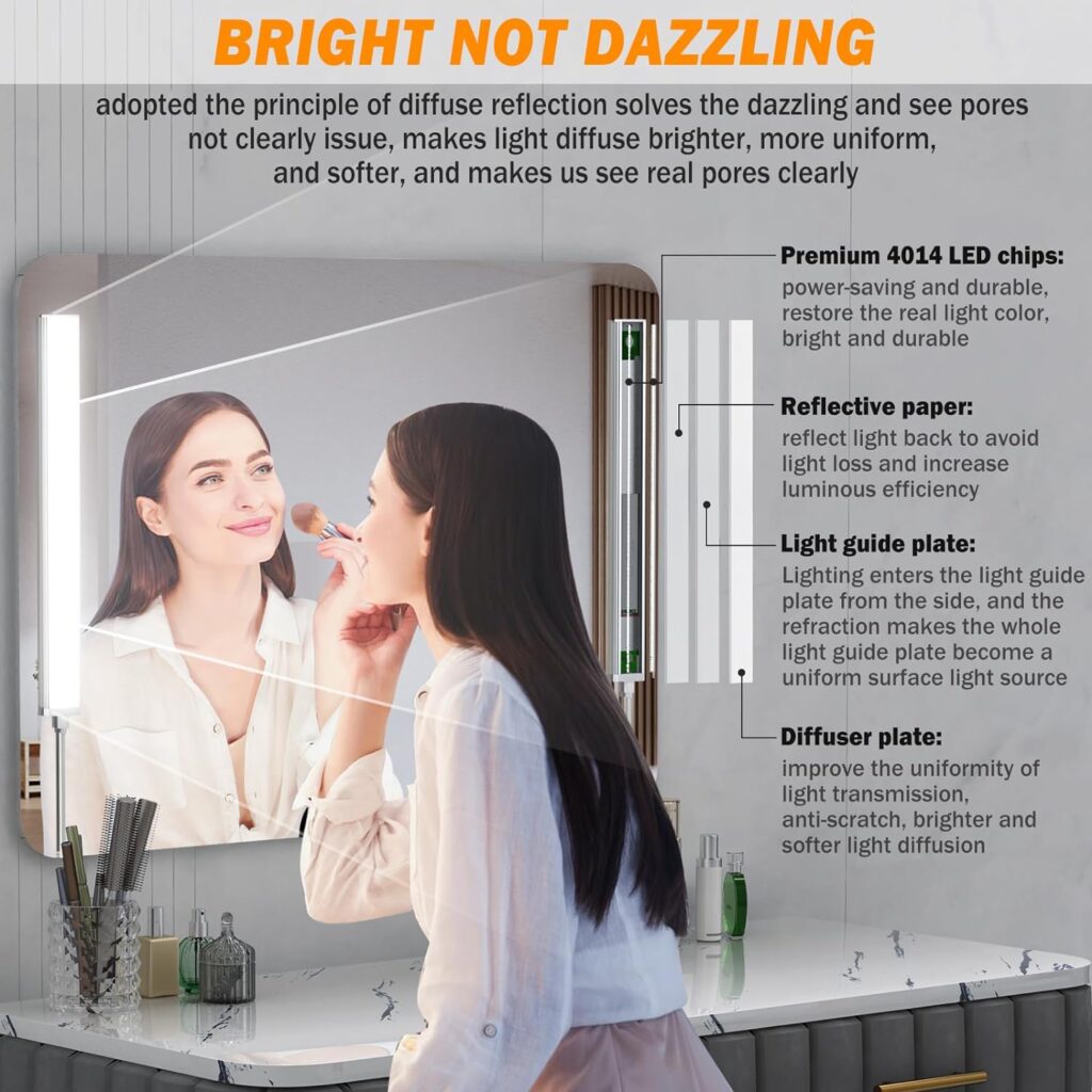 MY BEAUTY LIGHT LED Vanity Lights for Mirror, Bright Dimmable and Color Temperature Changeable LED Makeup Lights, Stick-on 5V USB Powered Bathroom Vanity Light (2 Packs)