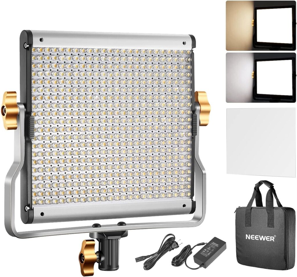 Neewer Dimmable Bi-Color LED with U Bracket Professional Video Light for Studio, YouTube Outdoor Video Photography Lighting Kit, Durable Metal Frame, 480 LED Beads, 3200-5600K, CRI 96+