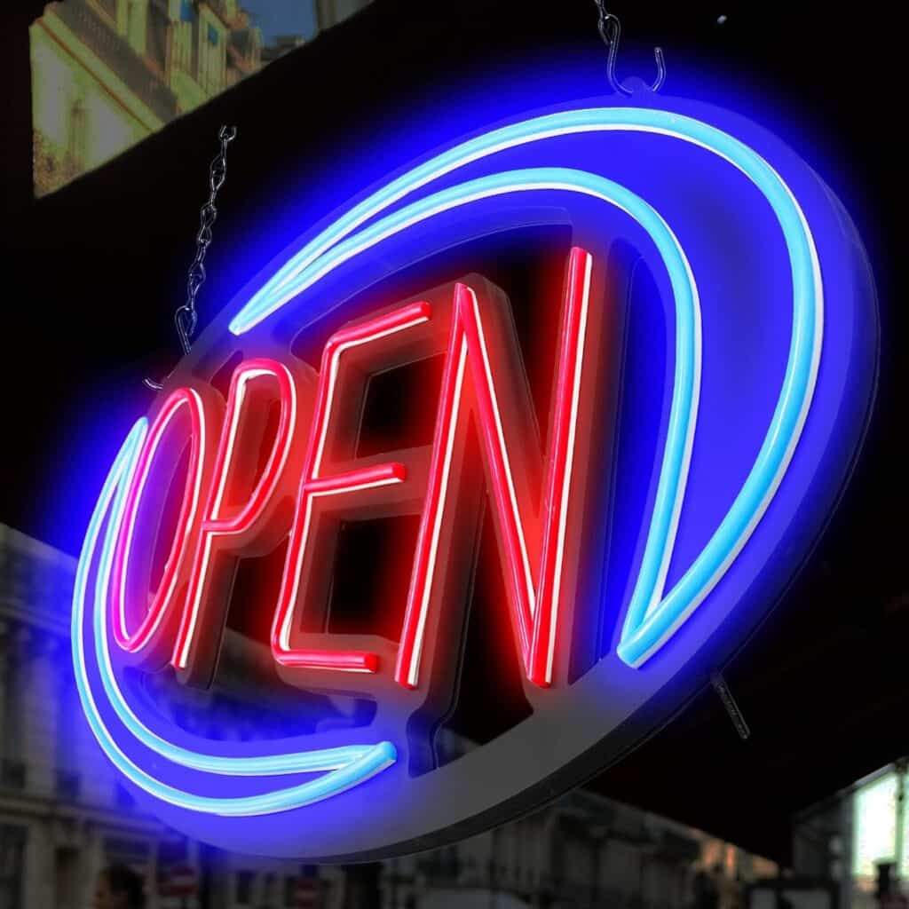 Open Signs for Business,32x16 inch Large Bright Open Sign Neon Led Lighted,Remote Control  Flashing Mode for Window Door Bar Coffee Salon Store,ON/OFF Switch