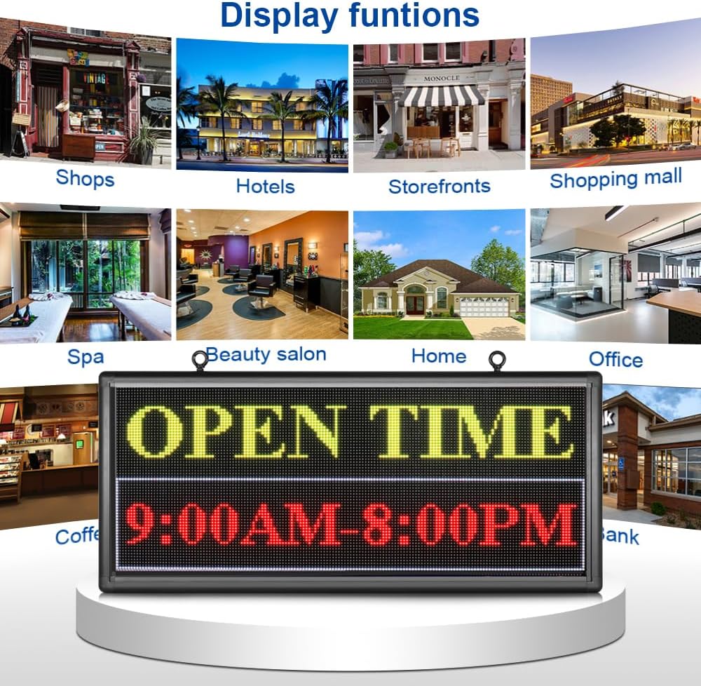 P6 Outdoor Full Color 40 x 18 inches Led Sign WIFI And USB Programmable Led Sign With High Resolution Scrolling Texts, Colorful images and videos LED Advertising Sign Board For Shop