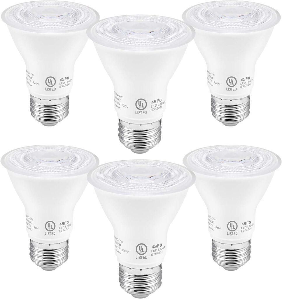 PAR20 LED Bulbs UL Listed, Dimmable Light Bulb, 7 Watt(60W Equivalent) Spotlight, E26 Base, 2700K Warm White Flood Light Bulbs for Living Room Kitchen Pantry Hotels Showroom, Indoor/Outdoor (6 Pack)