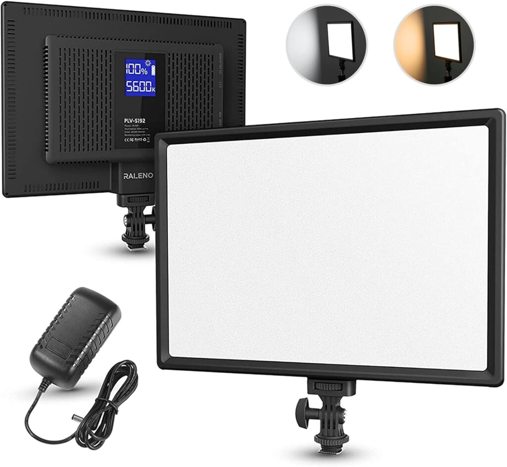 RALENO 19.5W LED Video Soft Light, 650Lux Studio Light Built-in 2 * 4000mAh Rechargeable Batteries, Camera Panel Light with CRI95 3200-5600K, for YouTube Zoom Photography Video Recording Conference