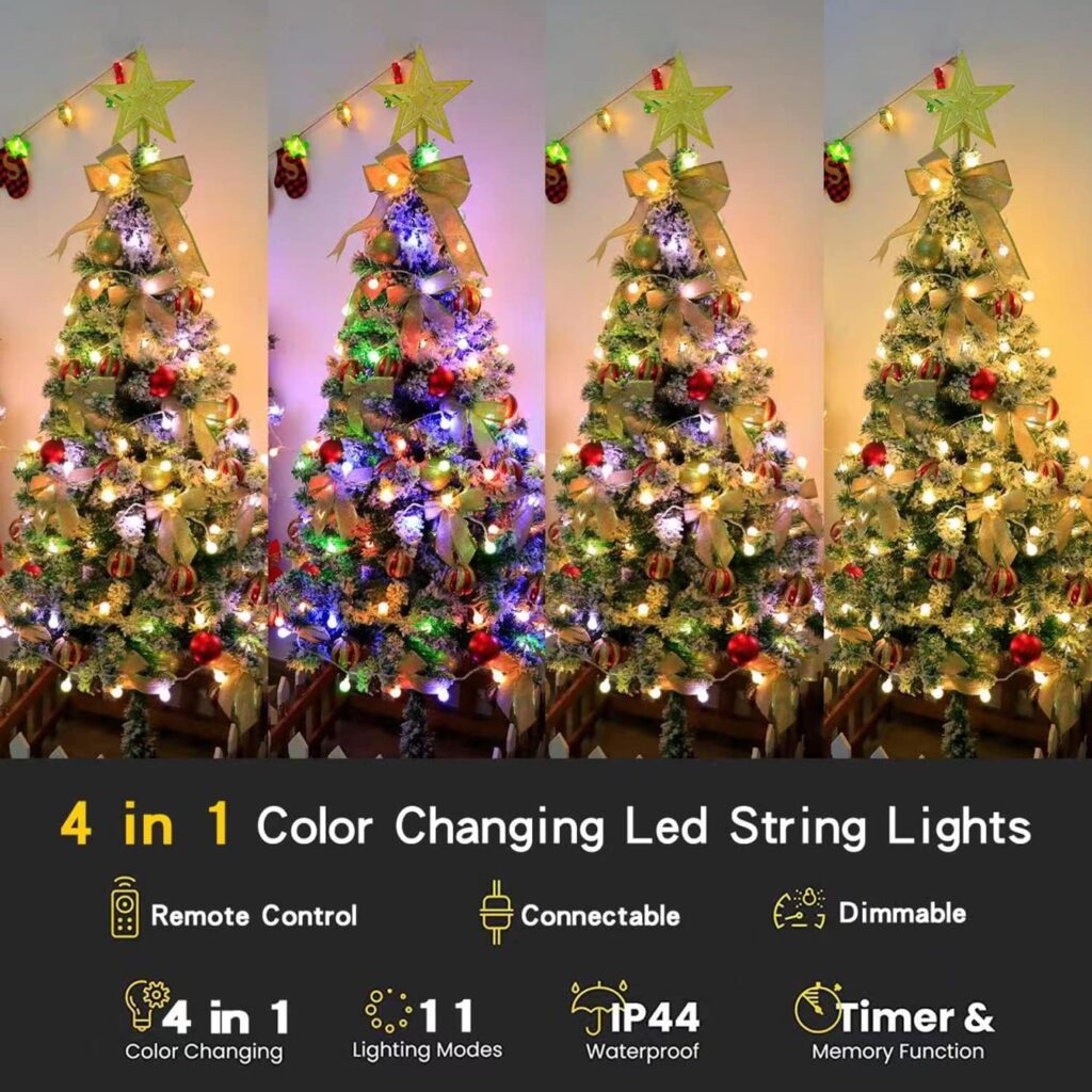 RaThun Globe String Lights Plug in 116 Ft. 200 LED 8 Modes with Remote,Waterproof Fairy String Lights for Indoor Outdoor Bedroom Party Wedding Garden Christmas Tree Decor,Warm White