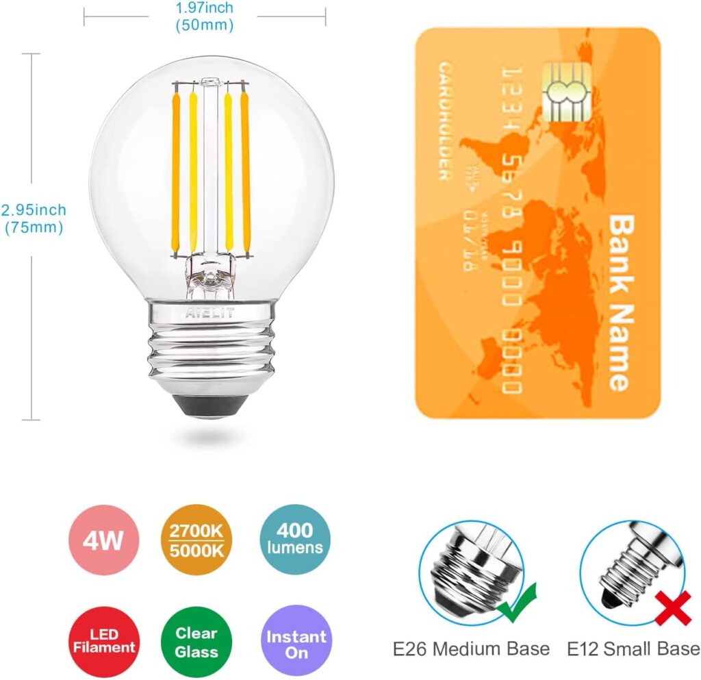 Remote Control Smart Edison A19 LED Light Bulbs- E26 Standard Base- Dimmable 4W(40W Equivalent)- Adjustable Color Temperature (2700K- 5000K)- No App or Wi-Fi Required- Remote Included- 4 Pack