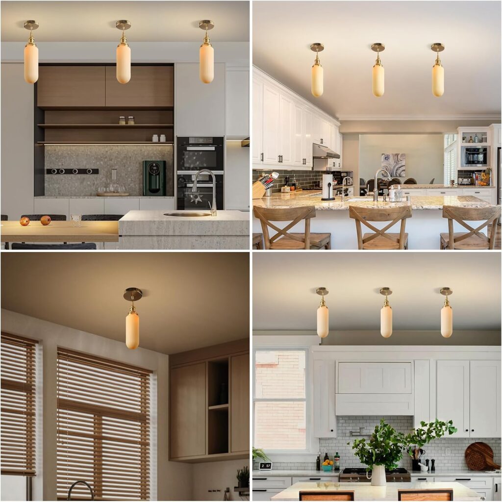 Shenmoyl Pendant Light Glass Hanging Light,E26/E27 Drop Ceiling Light Fixture Lamp for Farmhouse Kitchen Island Bedroom 7.48 Inch Diam with Retro Clear Flowers Lampshade Pattern Lampshade