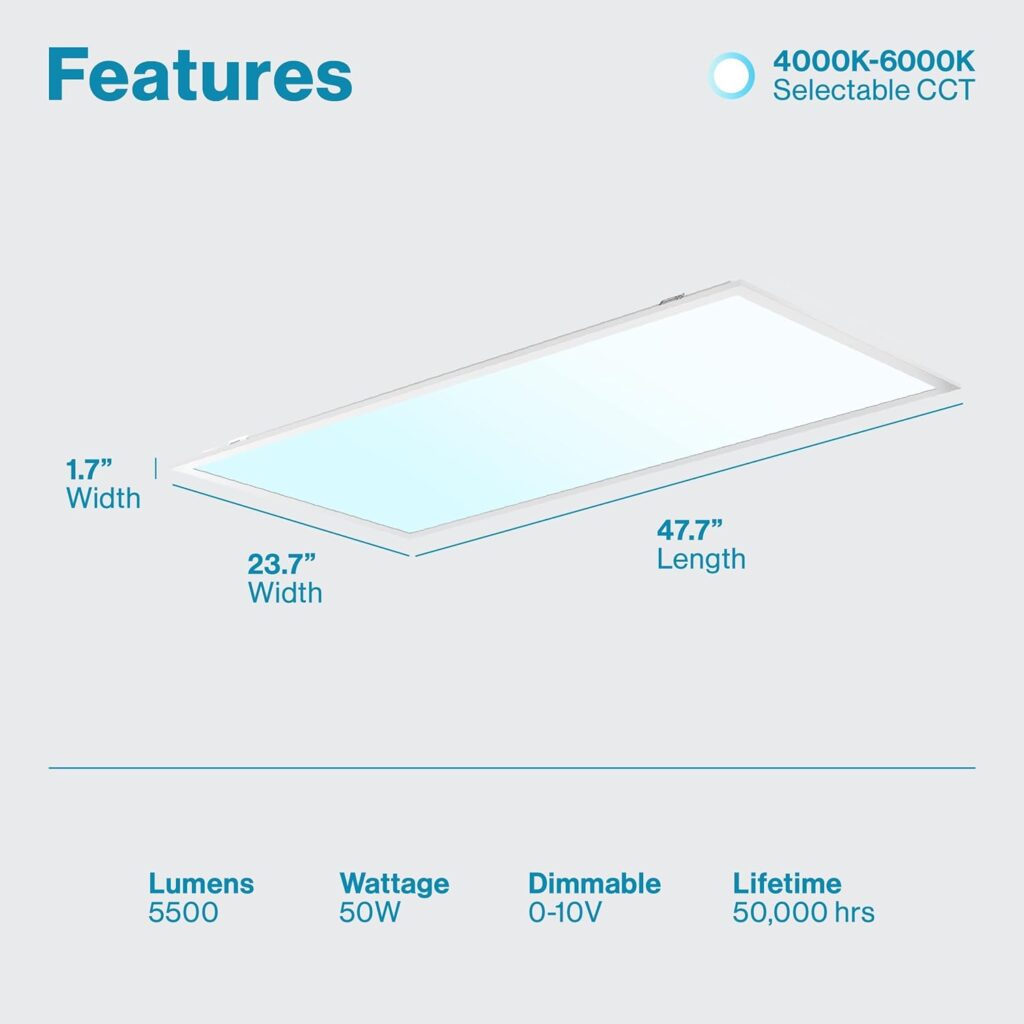 Sunco 10 Pack 2x4 LED Flat Panel Light Fixture Selectable Color Temperature 4000K/5000K/6000K Drop Ceiling Office Lights 50W Dimmable 0-10V, 5500 LM, Flat Backlit Fixture, Dustproof - ETL, DLC