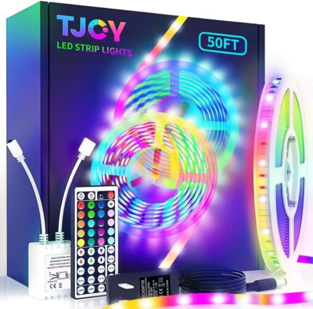 TJOY LED Strip Lights with 44 Key Remote Control 50ft, Multi-Color RGB LED Lights, Color Changing LED Light Strip for Bedroom, LED Strip Lighting for Room Decor Aesthetic, TV, DIY