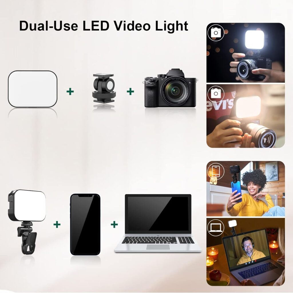 ULANZI VL100X Selfie Light, LED Video Camera Light, Portable Clip on Light Panel for Camera/Phone/Laptop/Tablet/Computer, 2000mAh, 2500-6500k Rechargeable Fill Light for Picture/TikTok/Makeup/Vlog