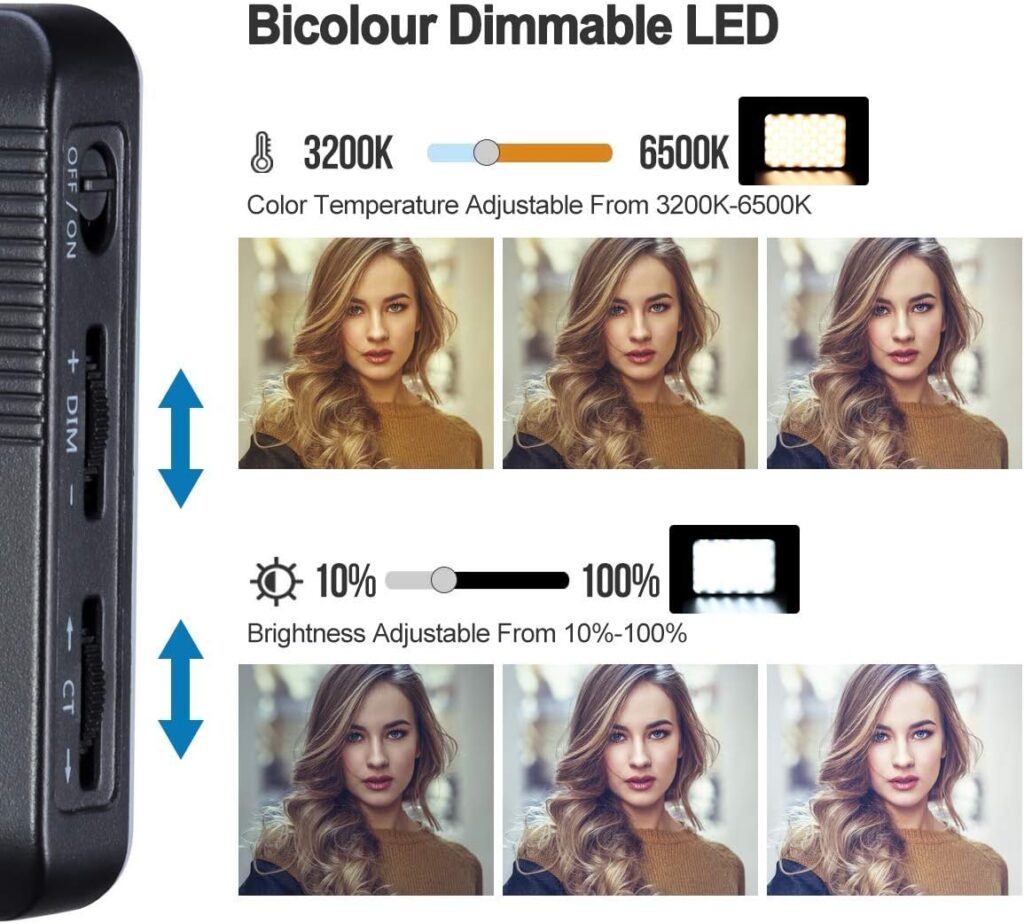 VIJIM VL120 LED on Camera Video Light,Mini Bi-Color Portable Photography Lighting w 6 Color Filters, 3100mAh Rechargeable CRI 95+ 3200K-6500K Dimmable LED Panel Light for DSLR Camera