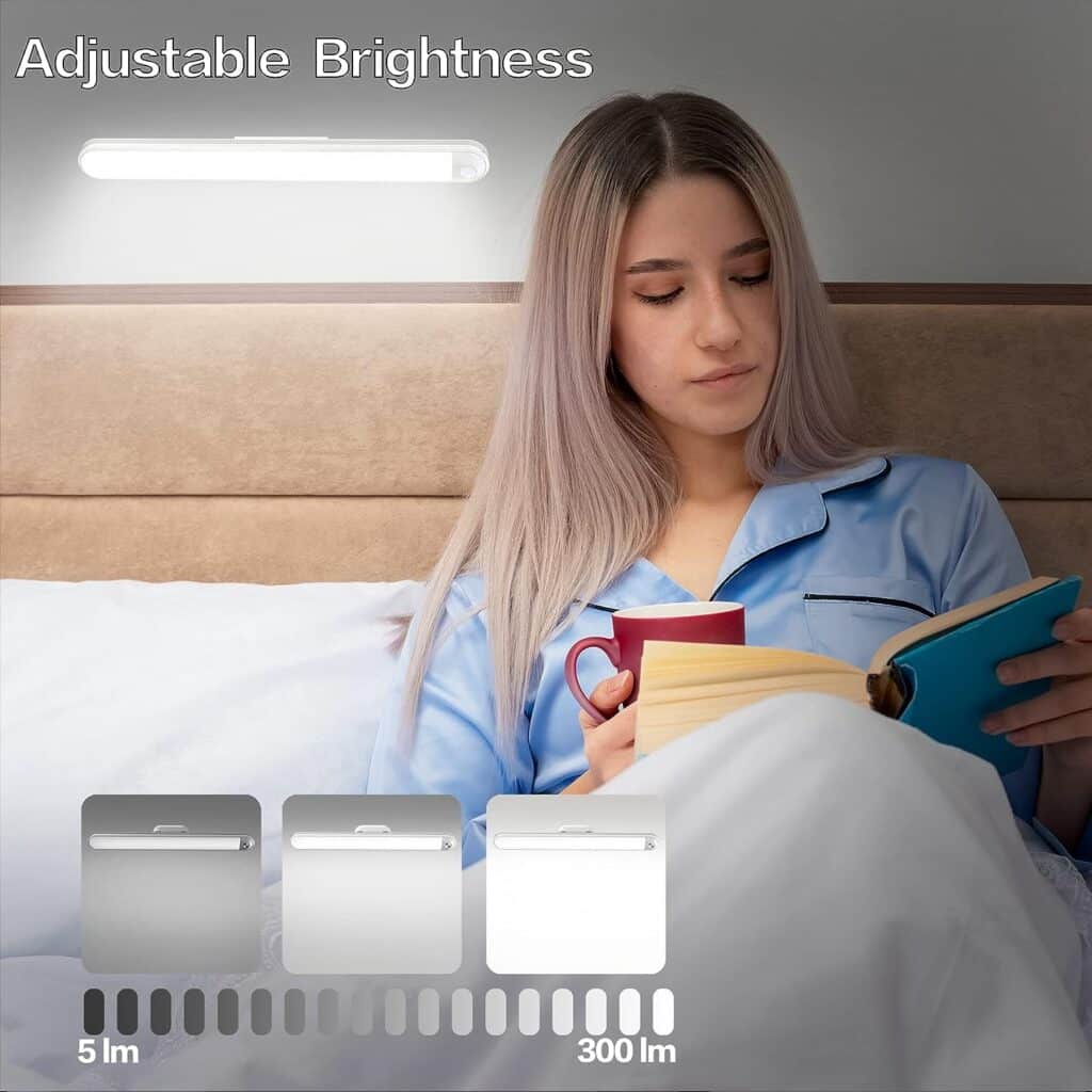 Wall Reading Light Stick on Bunk Bed Lamp Dimmable Touch Lights Magnetic Mounted Under Cabinet Lighting Rechargeable Battery Operated Wireless LED Closet Kitchen Portable Bar for Vanity Makeup Mirror