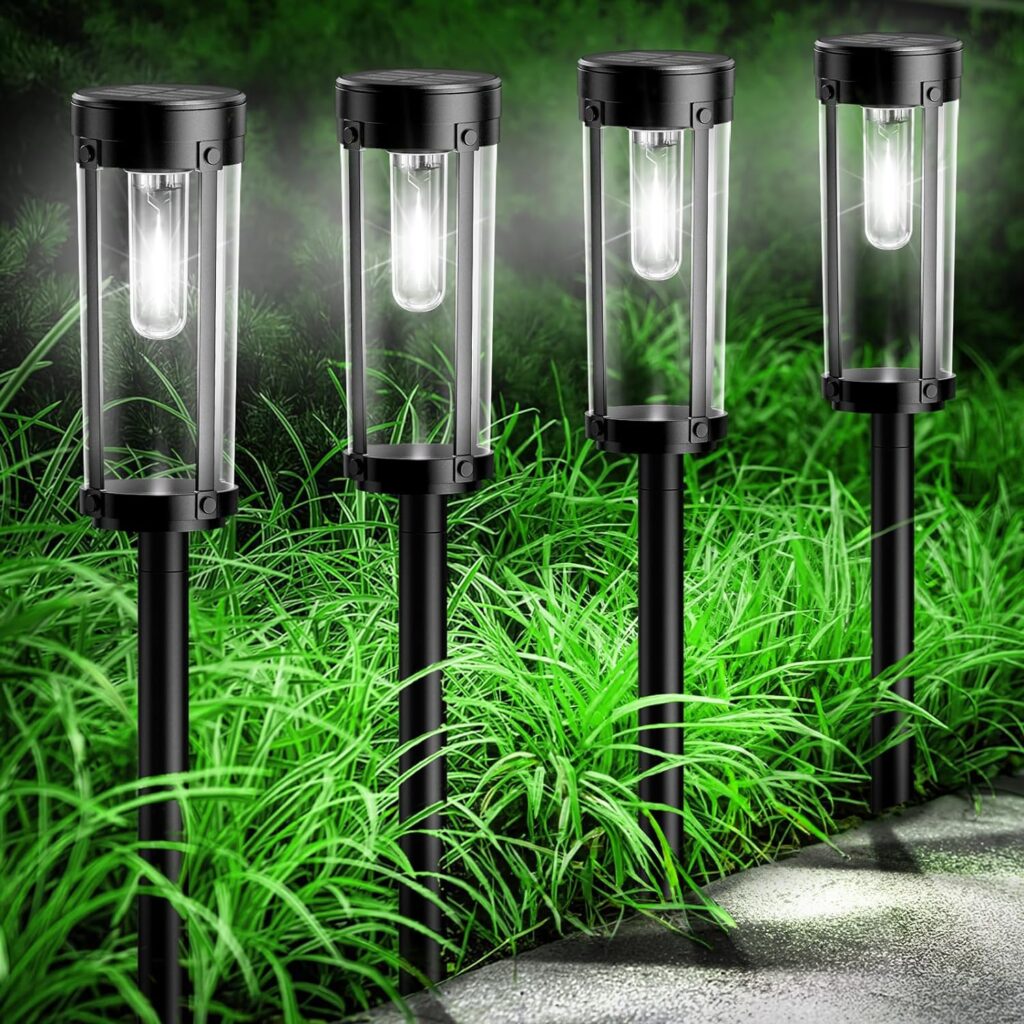 WdtPro Solar Lights for Outside Pathway 8 Pack, Super Bright Over 12 Hours Solar Walkway Driveway Lights, Waterproof Outdoor Solar Lights for Yard Garden Path Patio (Cool White)