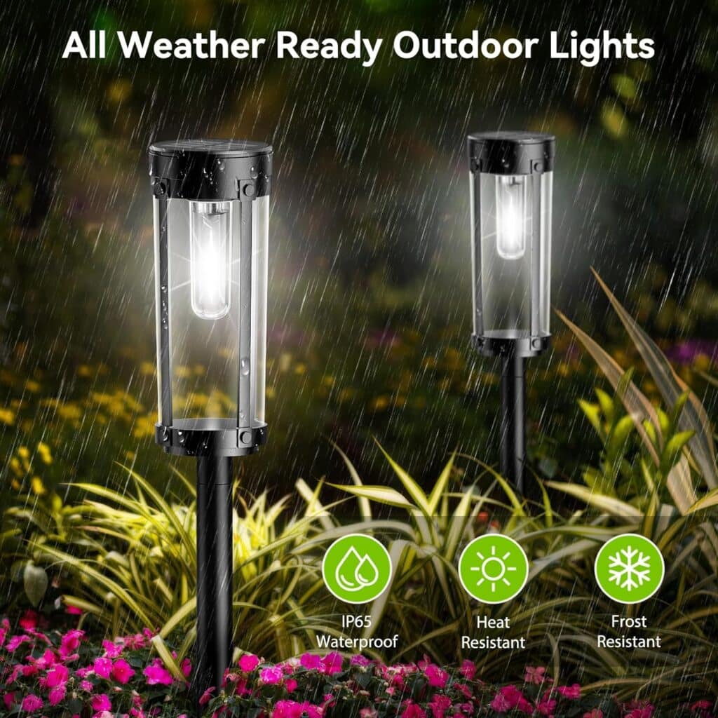 WdtPro Solar Lights for Outside Pathway 8 Pack, Super Bright Over 12 Hours Solar Walkway Driveway Lights, Waterproof Outdoor Solar Lights for Yard Garden Path Patio (Cool White)