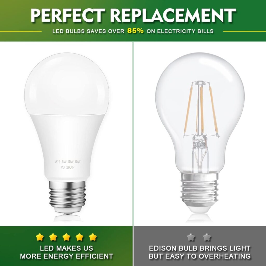 Zorykn 3 Way Light Bulbs 50 100 150 Soft White, A21 2700K, 6/12/18W Energy Saving Safety Three Way Light Bulbs, 600 1200 1800 Lumens, E26 Base LED Bulbs Perfect for Reading, 2 Pack