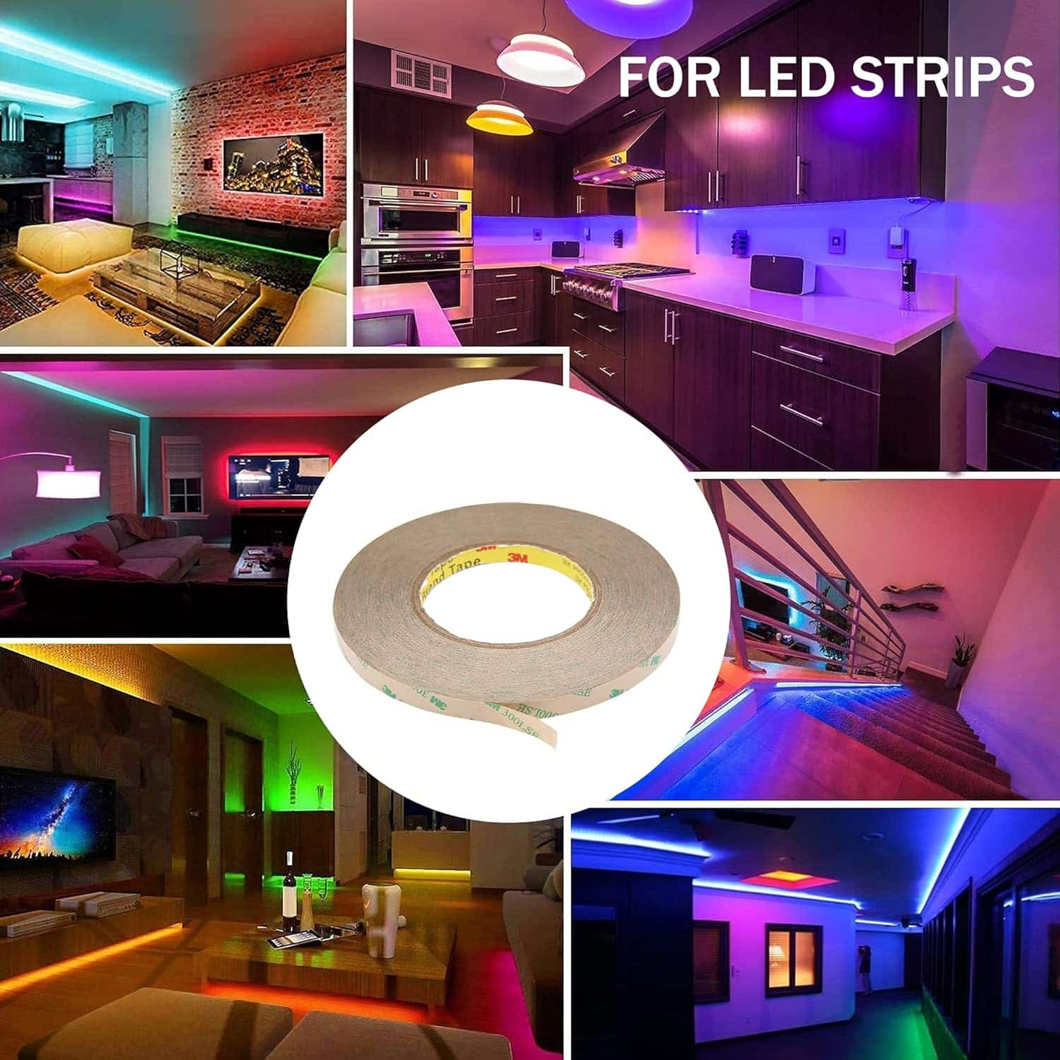 100M 3M Double Sided Tape Mounting Tape Heavy Duty, 300 FT Length, 0.31 Inch Width for 5050 5630 SMD LED Strip Lights (10mm Tape Strong Adhesive)