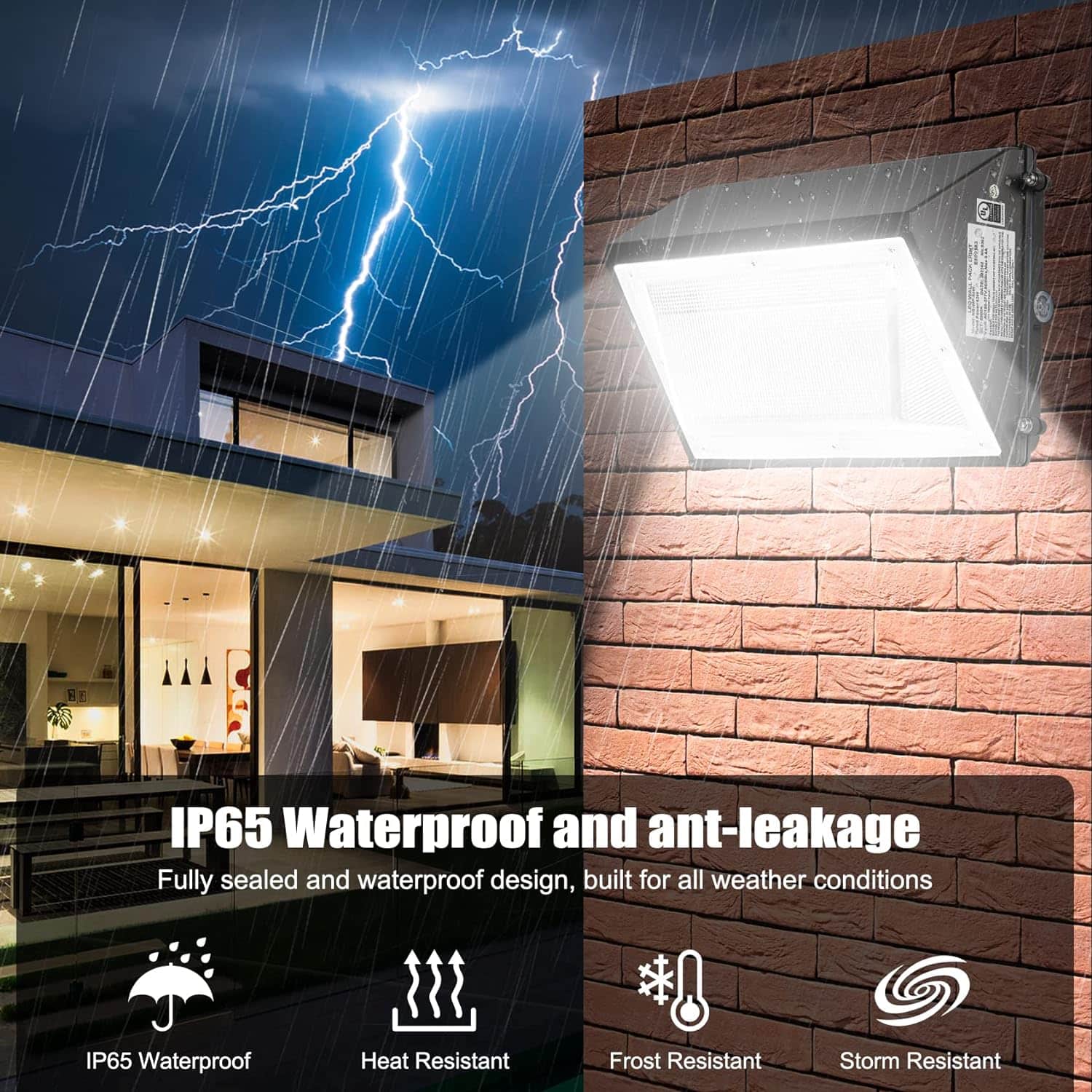 120W LED Wall Pack Light with Dusk-to-Dawn Photocell, 15600LM 5000K Daylight Commerical Security Lighting, IP65 Waterproof Wall Mount Outdoor Flood Light for Warehouse Factory Yard, UL ETL DLC Listed