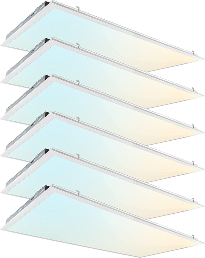 2x2 FT LED Light Flat Panel, 20/30/40W, Color Temperature Selectable 3K | 4K | 5K, Dimmable Recessed Drop Ceiling Lights, 2500/3750/5000 Lumens, Lay in Fixture for Office, 120-277V, UL DLC(6 Pack)