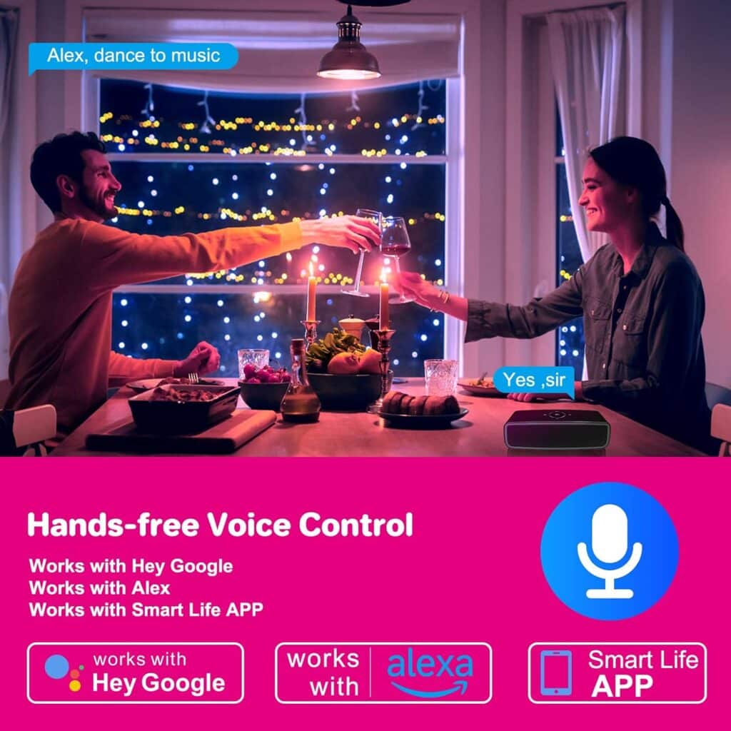 BEYONDOP Smart Light Bulbs, WiFi  Bluetooth Color Changing Light Bulbs, Music Sync, 16 Million DIY Colors RGB Color Lights Bulb, Work with Alexa, Google Assistant  Tuya App, for Living Room Party