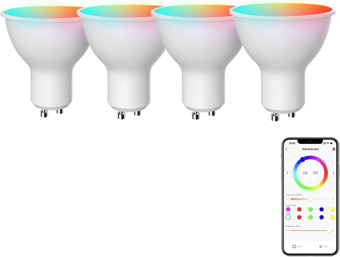Broadlink GU10 Smart Bulbs, Color Changing 4.5W LED Track Light Bulbs with Music Sync, Fast Setup, Works with Alexa, Google Home, FastCon Mini Hub Required, 40W Halogen Equivalent (GU10-4P)