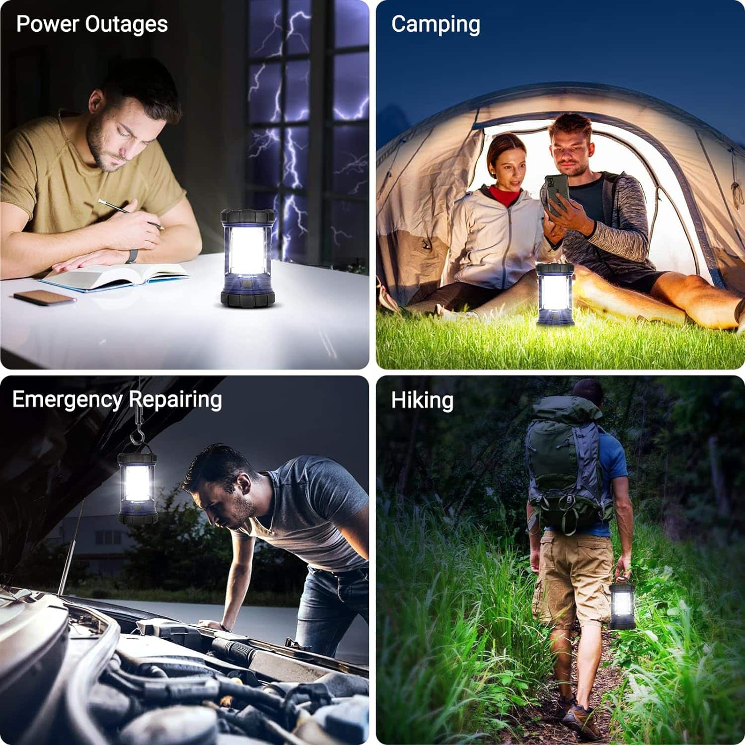 Camping Lantern, 3200LM LED Lanterns for Power Outages, 4600mAh Phone Charger  Rechargeable Lantern, 5 Light Modes Camping Lights  Lanterns for Hurricane/Emergency, CT CAPETRONIX Camping Accessories