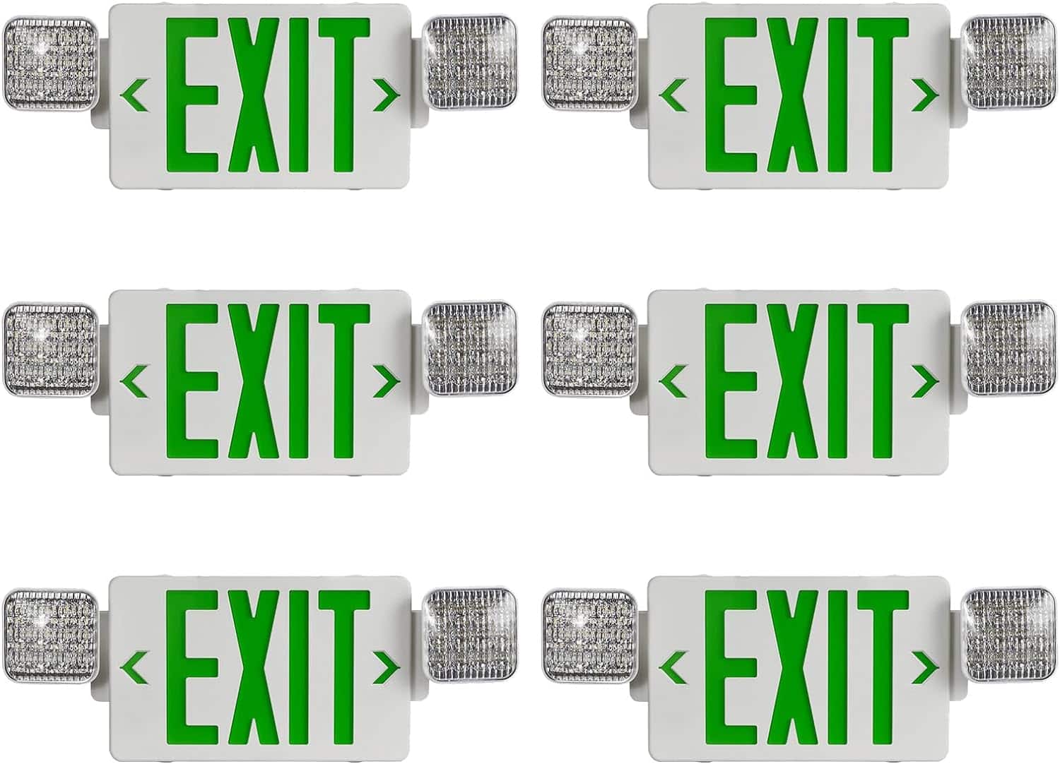 CM MZY LED Exit Sign with Emergency Lights,Exit Sign Lights with Battery Backup, Red Letter Emergency Exit Sign Lights with Two Adjustable Heads,AC 120-277V, UL Certified4PCS