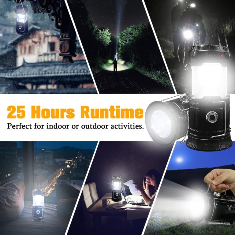 Collapsible Portable LED Camping Lantern XTAUTO Lightweight Waterproof Solar USB Rechargeable LED Flashlight Survival Kits for Indoor Outdoor Home Emergency Light Power Outages Hiking Hurricane 4-Pack Review