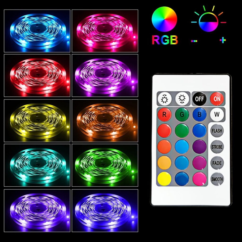 Diyilight 50FT Led Strip Lights Smart Light Strips with App Control Remote, 5050 RGB Led Lights for Bedroom, Music Sync Color Changing Lights for Room Party