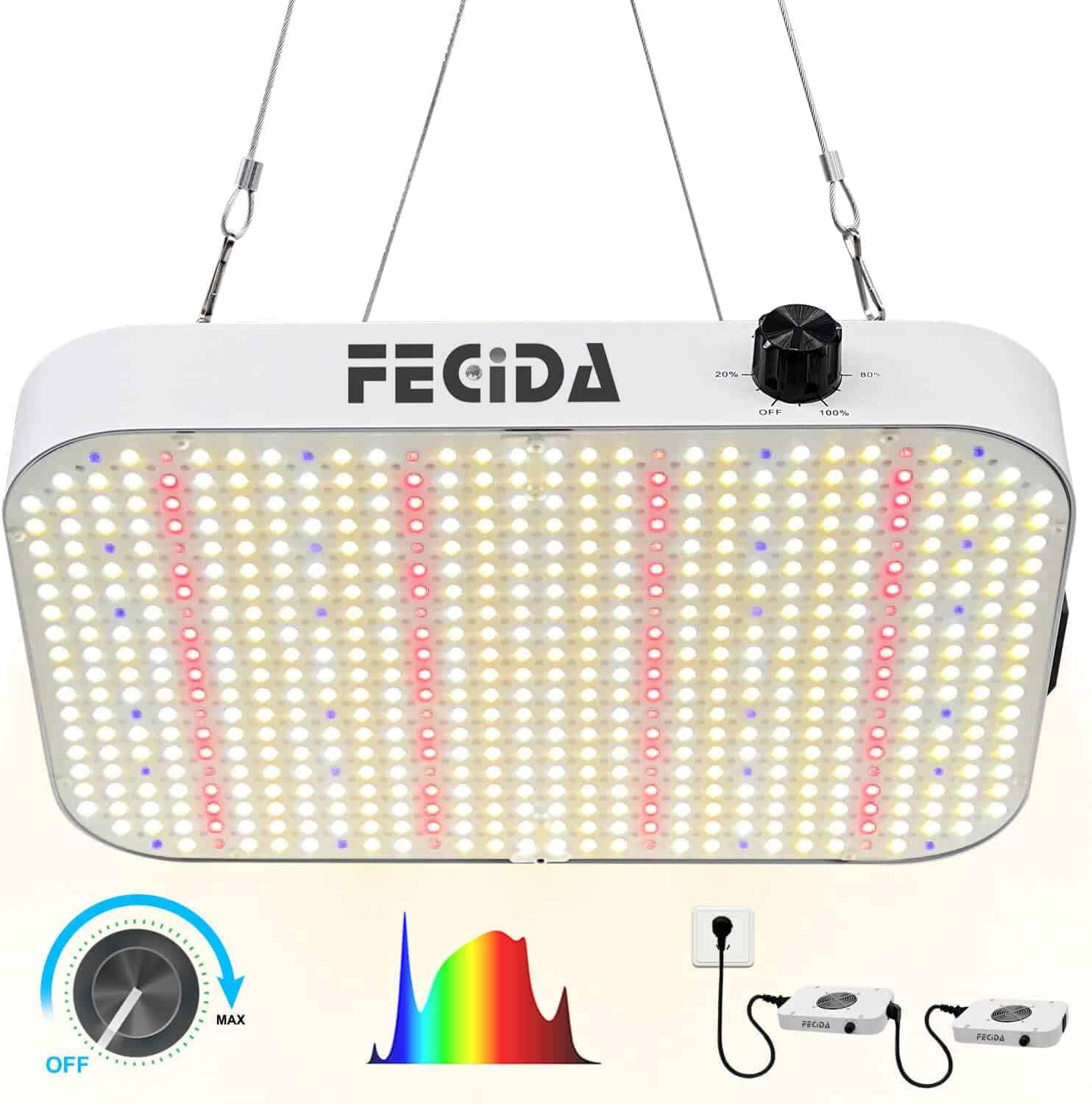 FECiDA 1000W LED Grow Light Dimmable, UV-IR Included Ideal Full Spectrum LED for Indoor Plants, 2023 Best 2x2 2x4 3x3, Daisy Chain Function  Quiet Build-in Fan