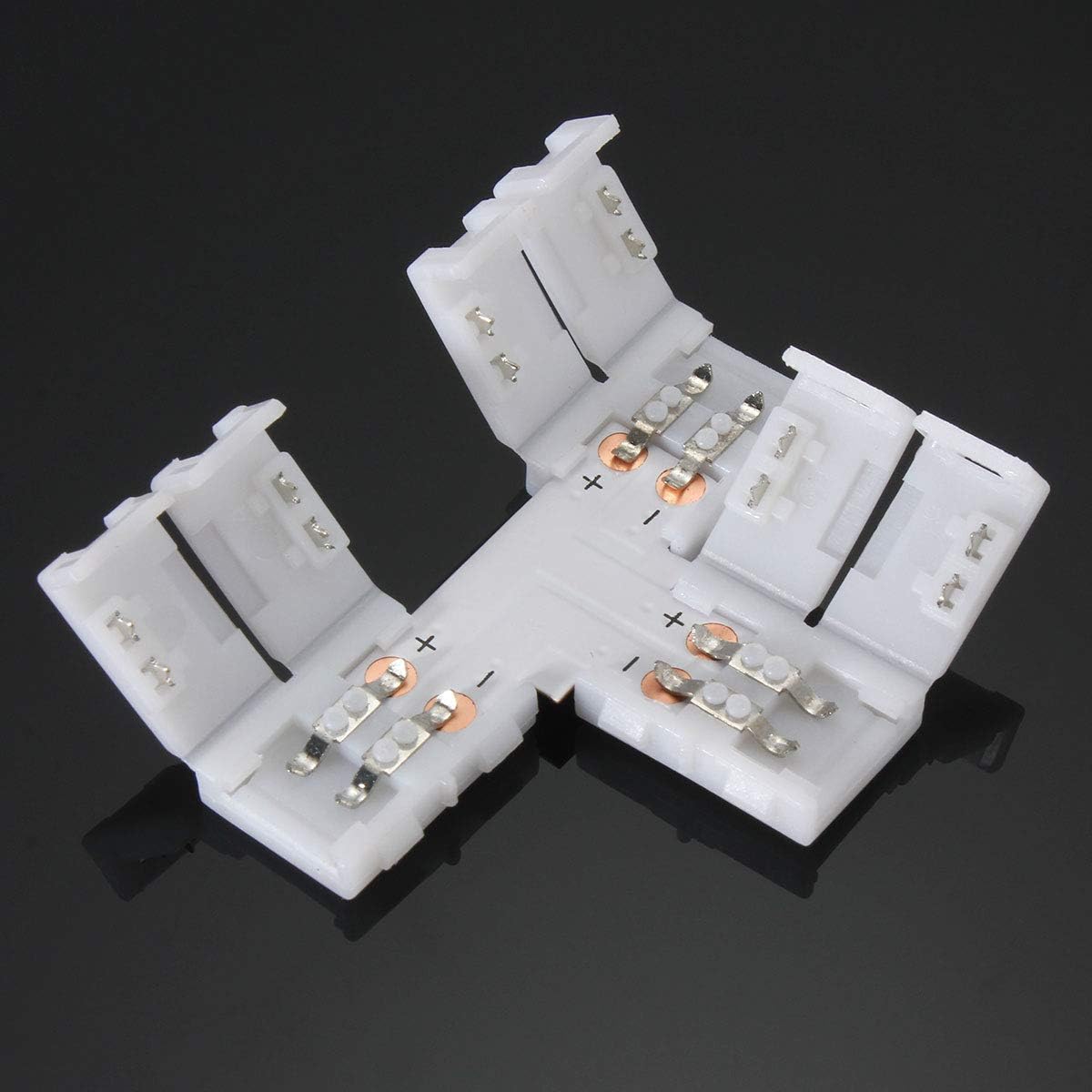 FSJEE 2Pin 8mm LED Strip Connector Kit Include L Shape 2 Pin Right Angle Corner Connector, T Shape Connector, Solderless Gapless Connector, Strip to Strip Jumper Wires for 2Pin 8mm 3528/2835 LED Strip
