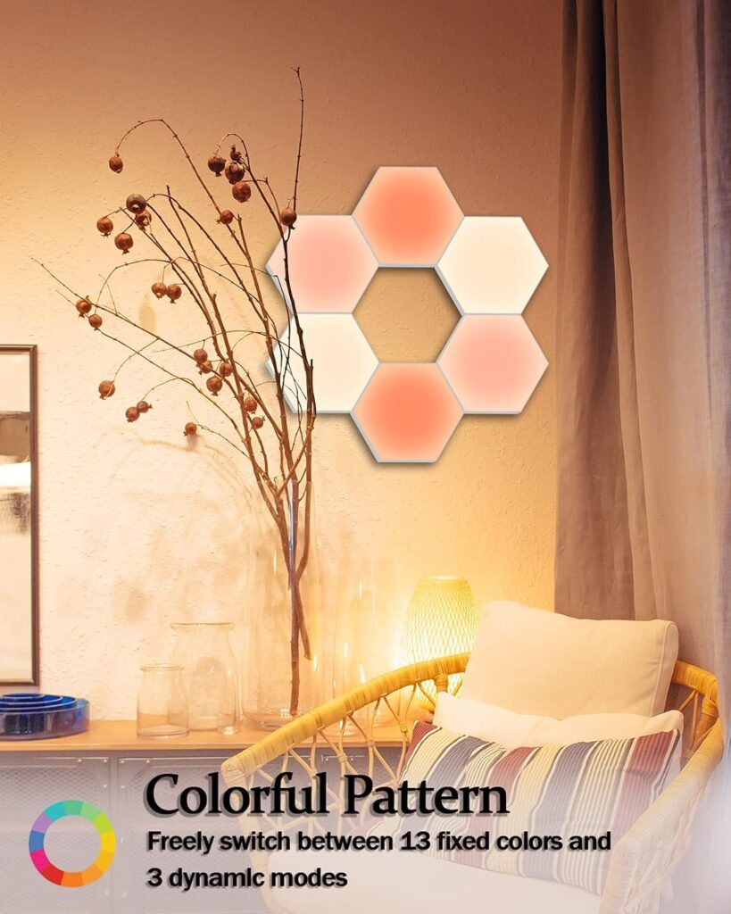 Hexagon Lights with Remote, Smart DIY Hexagon Wall Lights, Dual Control Hexagonal LED Light Wall Panels with USB-Power, Geometry Hex Lights Touch Used in Game Room Decor, Party