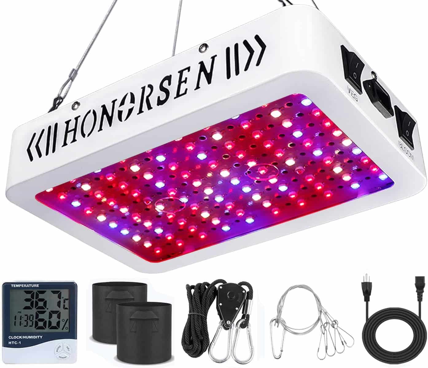 HONORSEN 1000W LED Grow Light Full Spectrum Double Switch Plant Light for Hydroponic Indoor Plants Veg and Flower (10W LEDs 100Pcs)