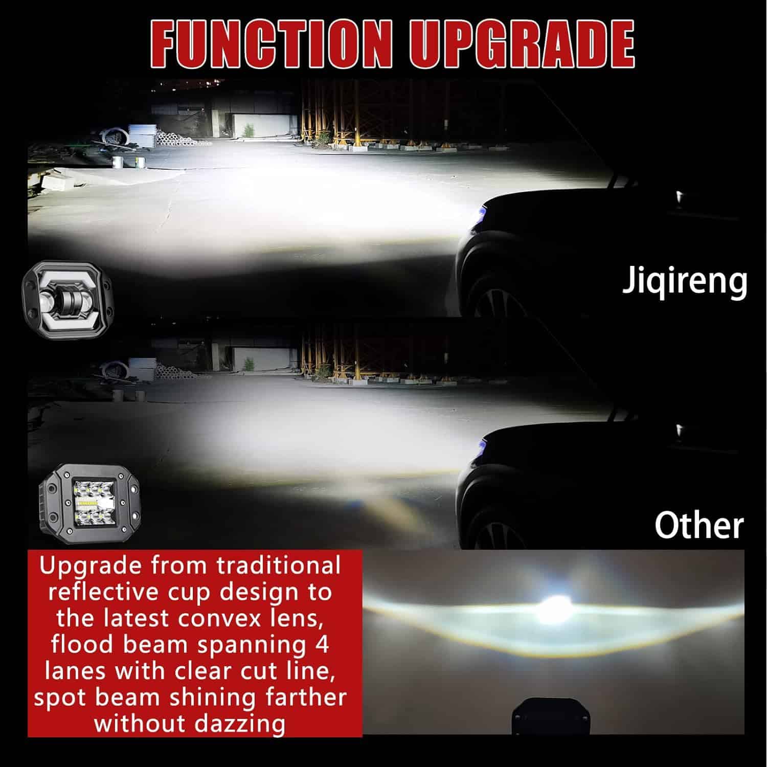 Jiqireng Flush Mount LED Pods with DRL, 2pcs 5Inch 80W Driving Lights Spot Flood Combo Beam Backup Bumper Lights for Trucks UTV ATV SUV Boat 4x4 Car