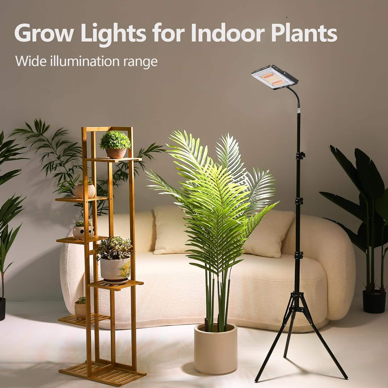 LBW Grow Light with Stand, Full Spectrum LED Plant Light for Indoor Plants, Floor Grow Lamp with 63 Adjustable Tripod, 4H/8H/12H Timer, 6 Dimmable Brightness, Ideal for Tall Plants