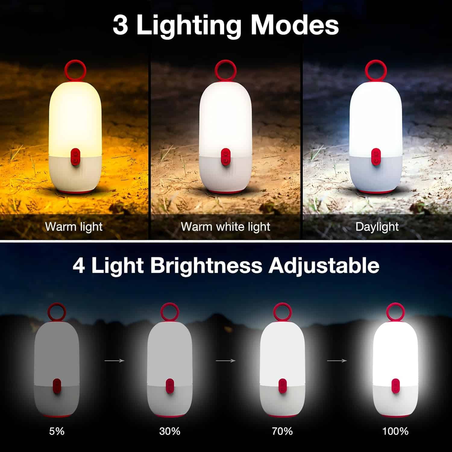 LED Camping Lantern Rechargeable, DeckTok RGB Camping Lights, Changing Color, 1200LM, 16 Multicolor Light Modes, Waterproof Portable Lanterns for Power Outages, Hiking, Emergency, Home-1 Pack