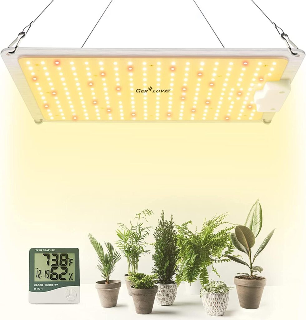 LED Grow Light, 1000W Full Spectrum Dimmable Plant Lights with Thermometer Humidity Monitor, Gerylove Growing Lamps for Indoor Plants Veg Bloom Seedlings 2x2/3x3 Grow Tent