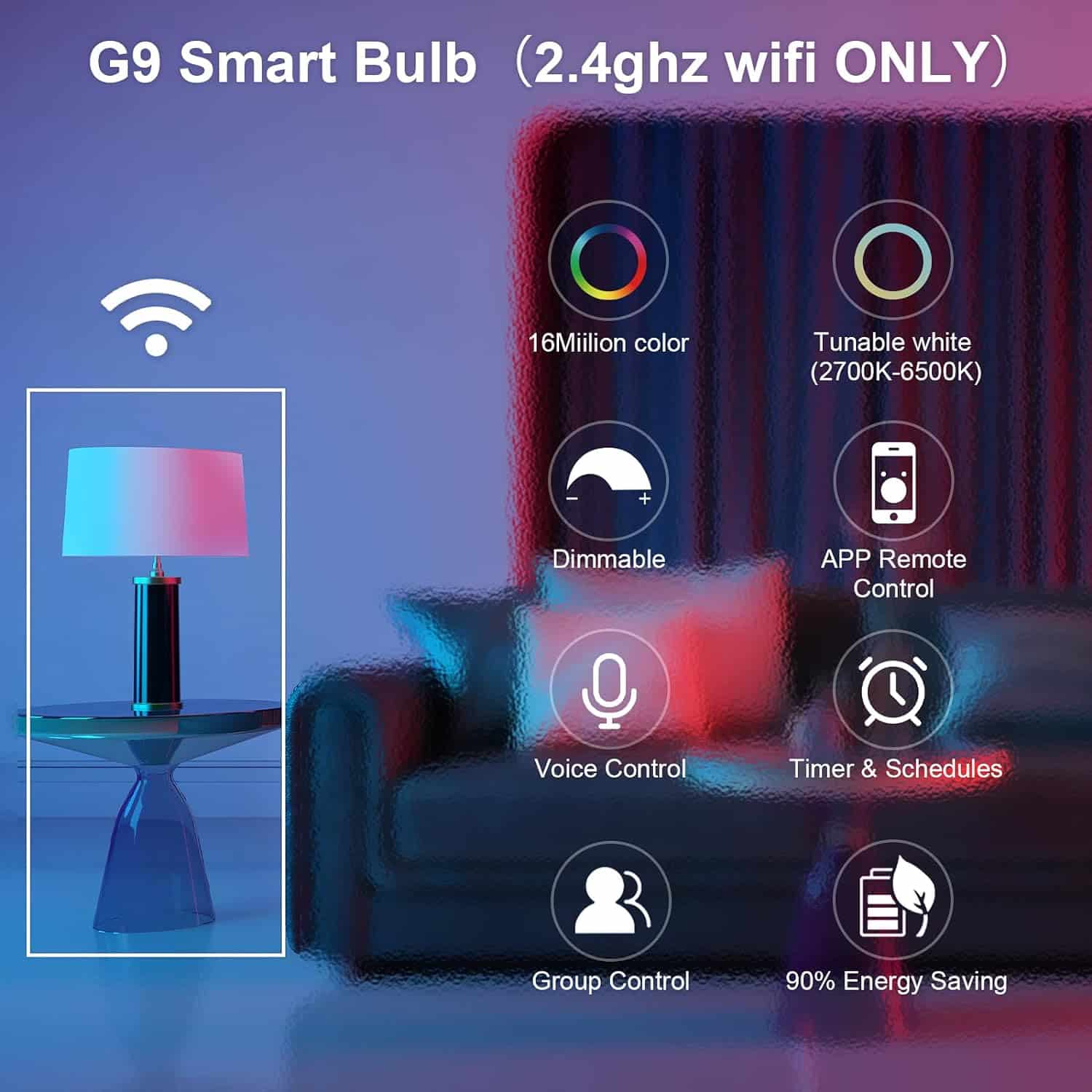 LEDEPLY WiFi G9 Smart Bulb, RGBCW, 3.5W=40W, Compatible with Alexa Google Home, Dimmable, Tunable White(2700k-6500k), Smart LED Bulb Remote Control, No Flickering, 3 Pack