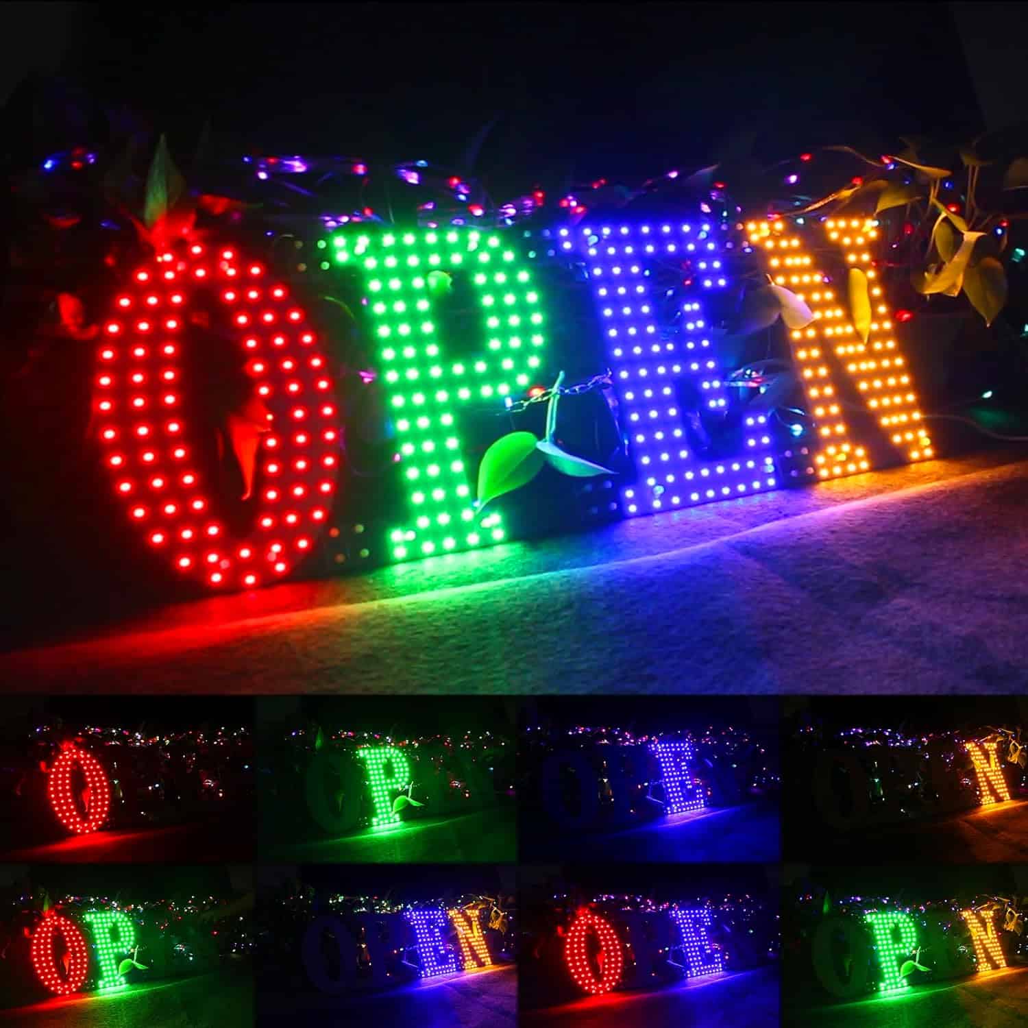 LemonNova Large LED Open Sign for Business 40x14 Super Bright Design LED RGB Open Signs with 13 Scene Modes with Hanging Installation for Window Stores Bar Hotel Shops Salon Restaurant Office