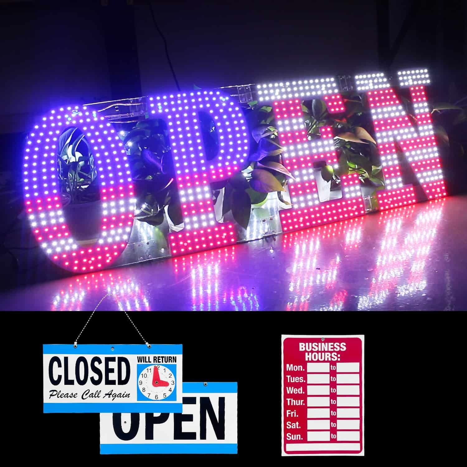 LemonNova LED Open Signs for Business 30x10 inch Ultra Bright US Flag Open Sign LED for Window Wall Door Cafe Retail Store Barber Resturant