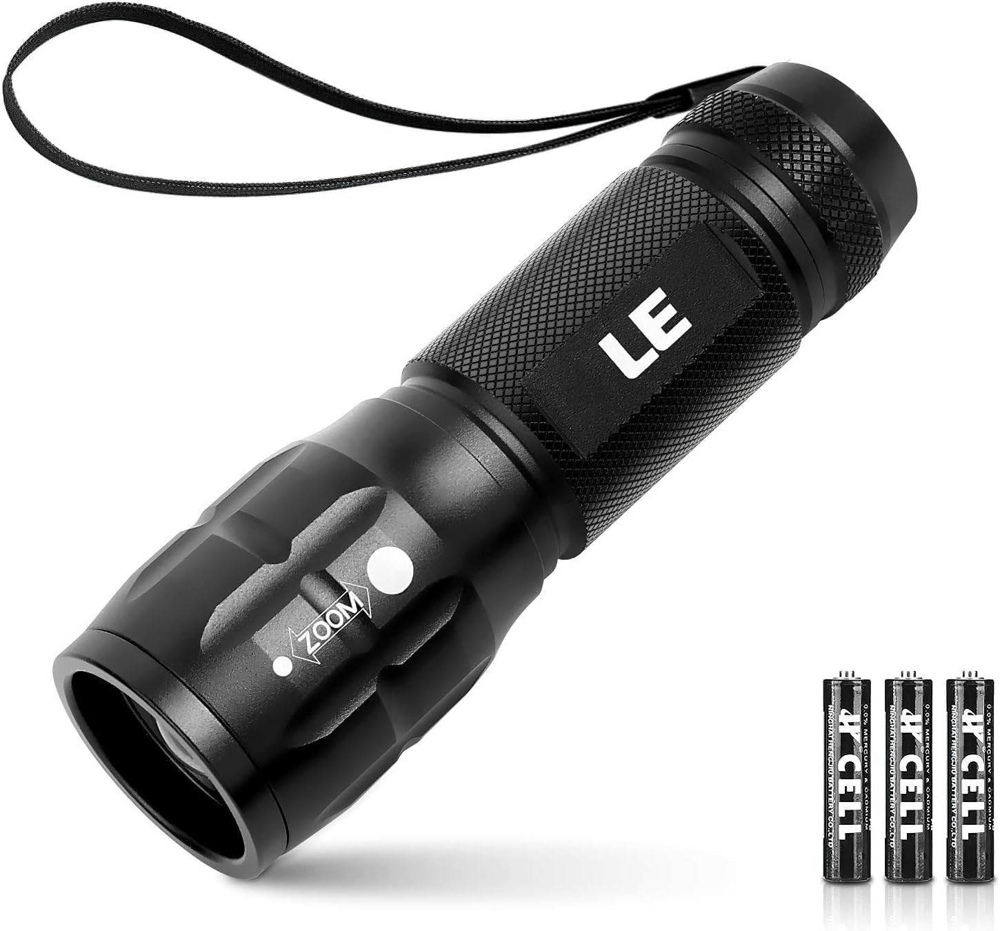 Lighting EVER LED Flashlights High Lumens, Small Flashlight, Zoomable, Waterproof, Adjustable Brightness Flash Light for Outdoor, Emergency, AAA Batteries Included