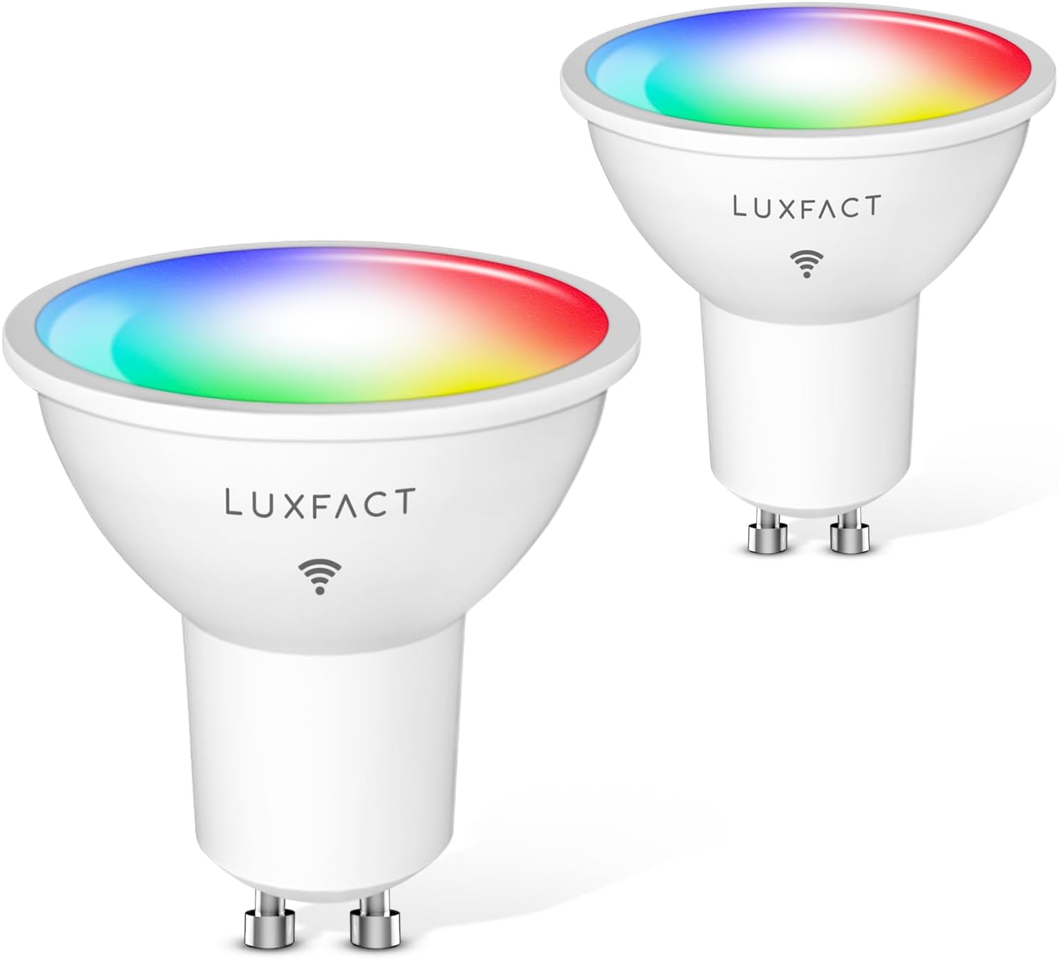 LUXFACT GU10 Smart LED Bulb - 5W (50W Equivalent) RGBCW Color Changing Bulb - Compatible with Alexa Google Assistant – 450LM - Multicolor Music Sync GU10 LED Bulb 2 Pack