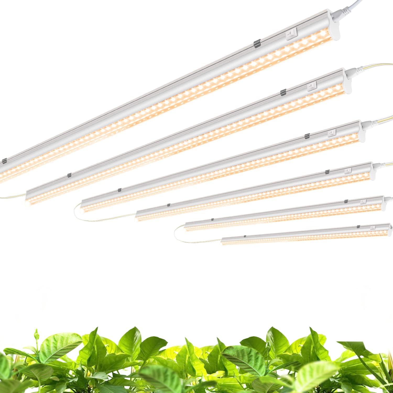 Monios-L T5 Grow Lights 4ft 5000K, 120W (6 x 20W),Daylight White, Full Spectrum, LED Grow Light Strip for Greenhouse, Plant Grow Shelf, Plug and Play Easy Installation, 6-Pack