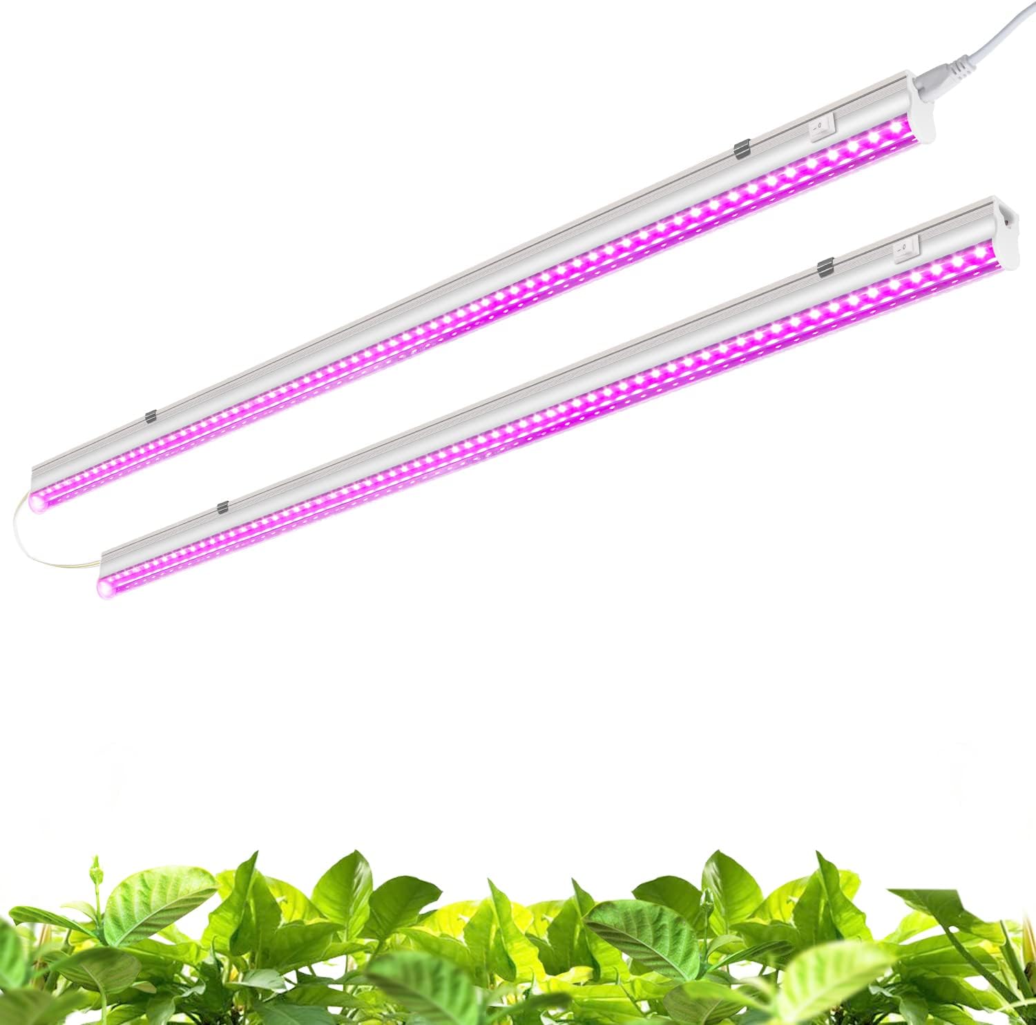 Monios-L T5 LED Grow Lights 4ft, 2 Pack, 20W each, Full Spectrum, Easy Installation, Ideal for Seed Starting, Microgreens, Hydroponics, Green Leafy Vegetables