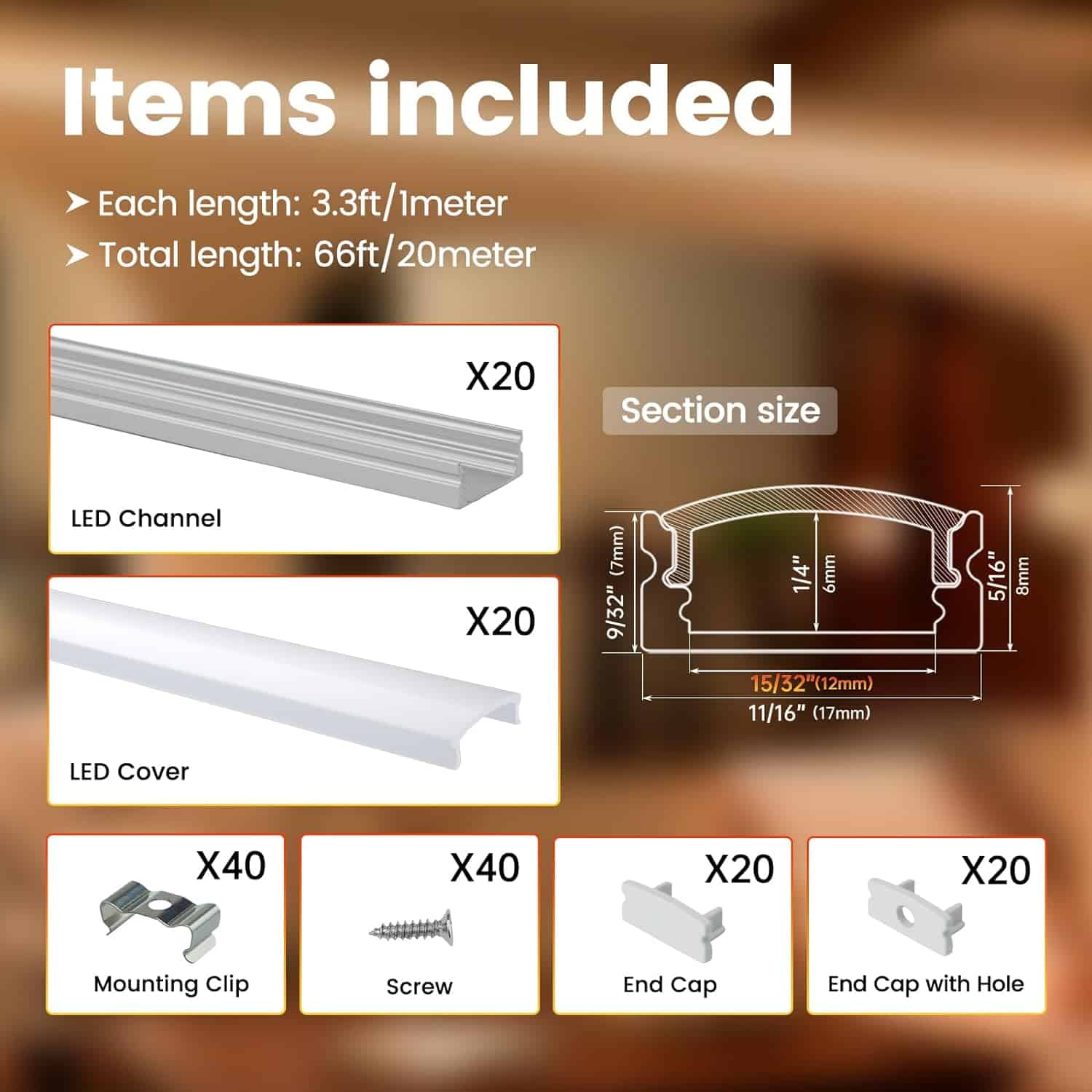 Muzata 10PACK 3.3FT/1M LED Channel System with Milky White Cover Lens, Silver Aluminum Extrusion Profile Housing Track for Strip Tape Light U Shape for Under Cabinet U1SW WW 1M, LU1