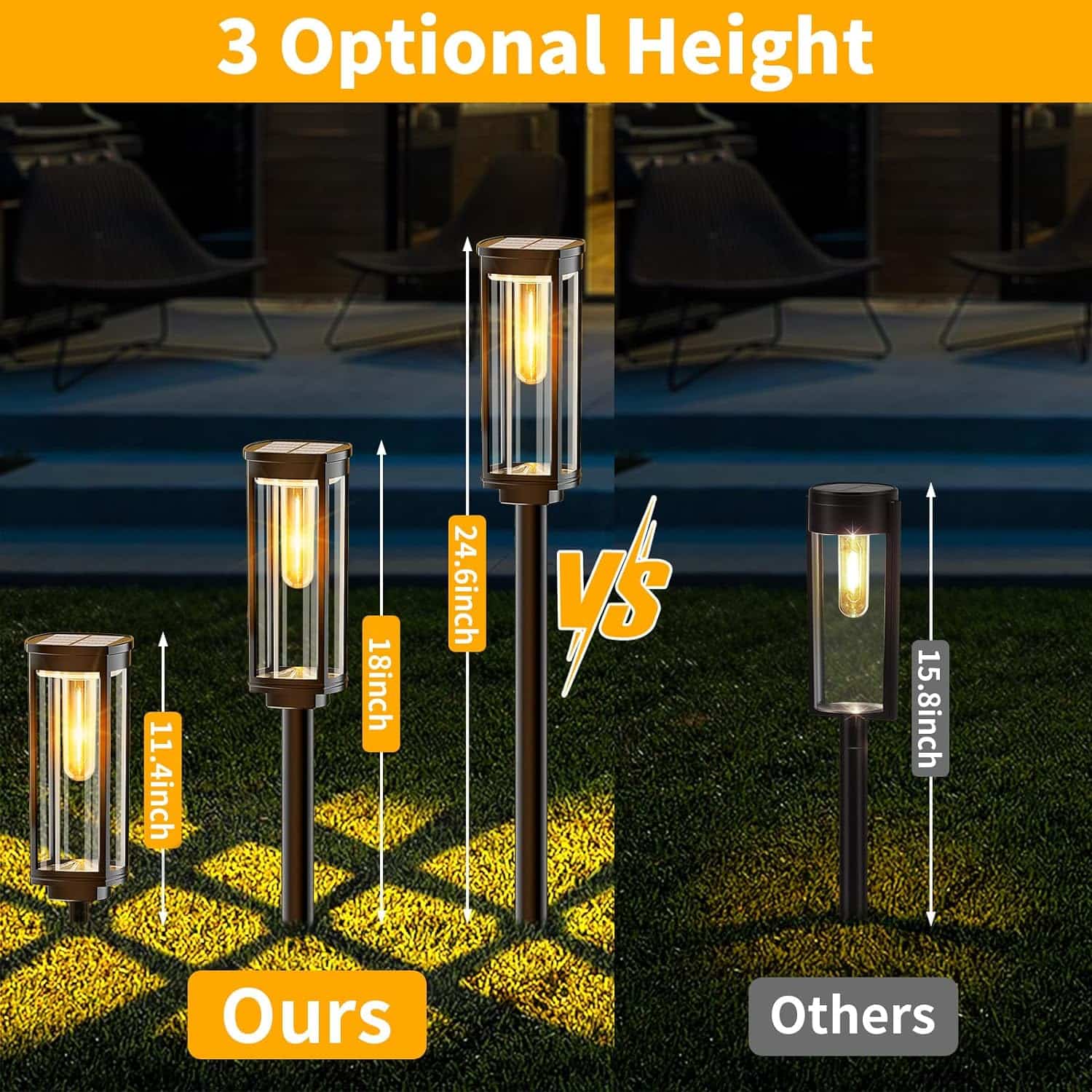 NEWMESSI 8 Pack Solar Pathway Lights Outdoor, Modern Super Brightness Solar LED Path Lights, 1000mAh Long Working Time up to 12 Hours Landscape Lights for Outside Yard Garden Driveway Walkway