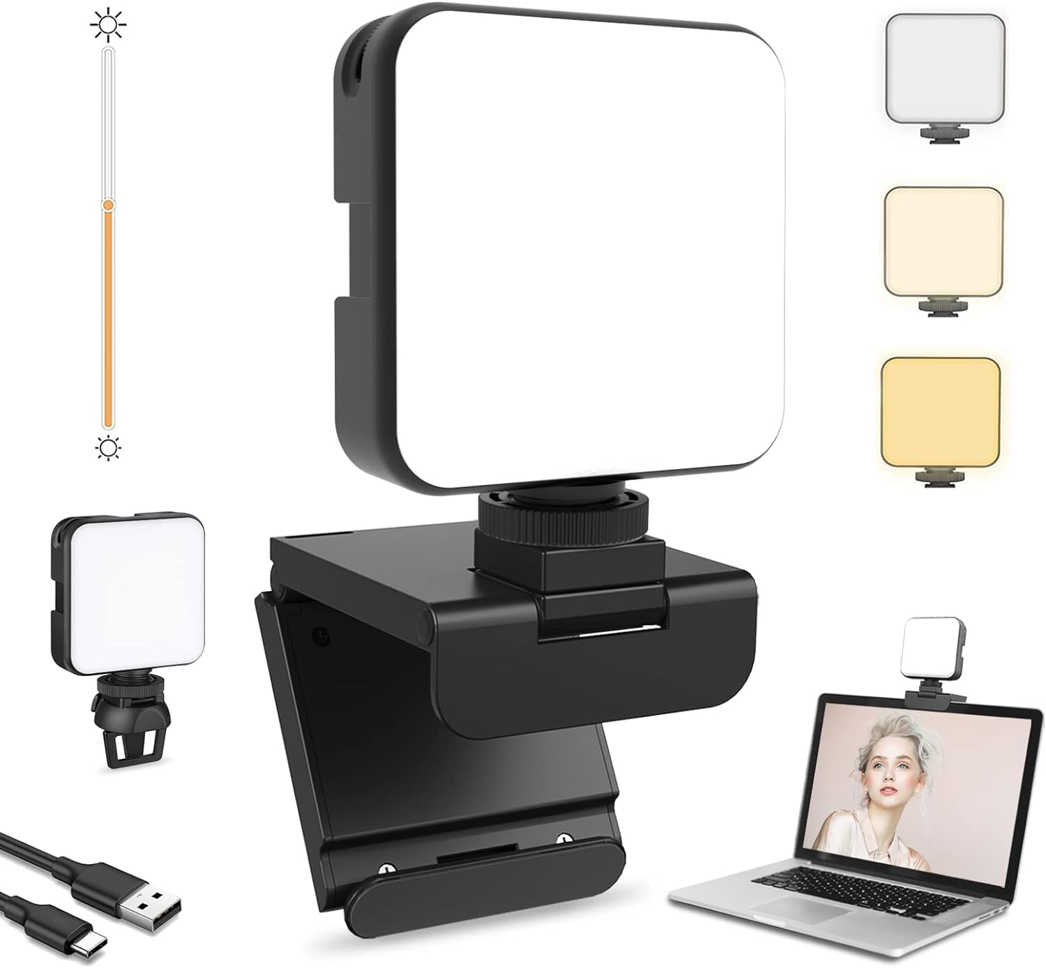 NexiGo Glow Light for Streamers, Enhanced Video Conference Lighting Kit with Webcam Style Clip, Built-in Battery, Dimmable  Rechargeable, for Streaming, Photography, Vlogging