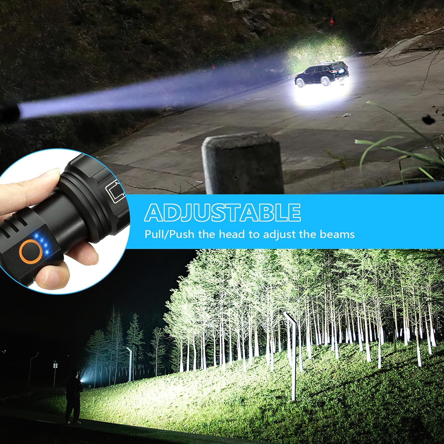 NiaoChao Flashlights High Lumens Rechargeable, 2 Pack Flash Light 900000 Lumen Super Bright Led Flashlight with ΒATTERY, 5 Modes, IPX6 Waterproof